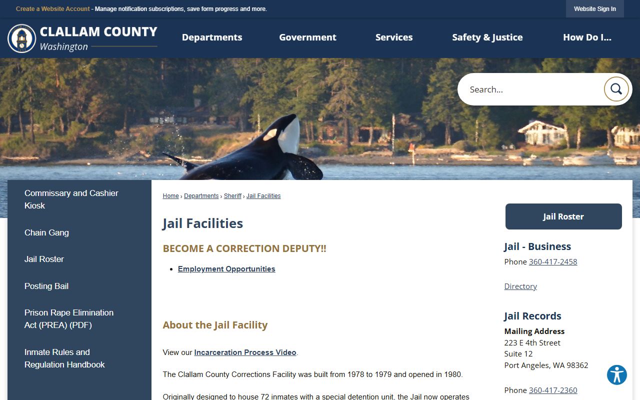 Clallam County Jail Facilities official page